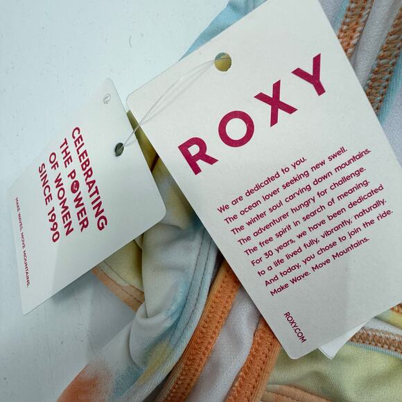 Roxy Bikini Top Size Large NWT Rainbow Cloud Bralette Tie Dye Beach Surf Swim - Picture 6 of 16